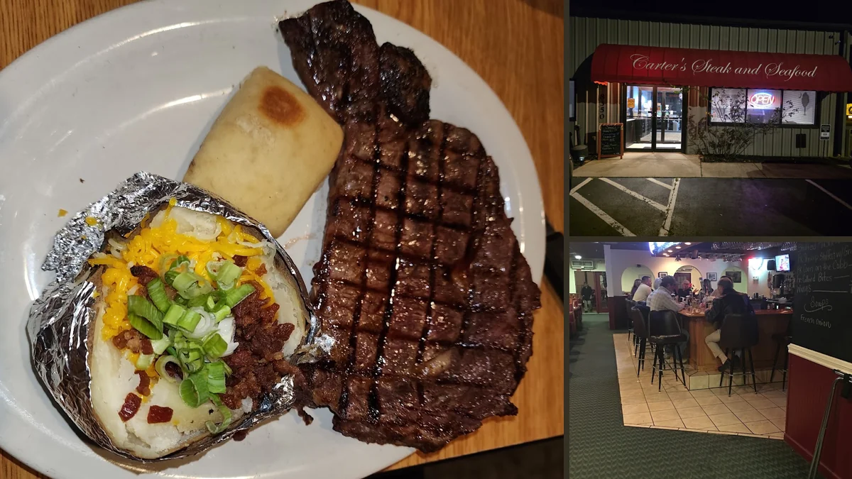 Steak dinner with baked potato